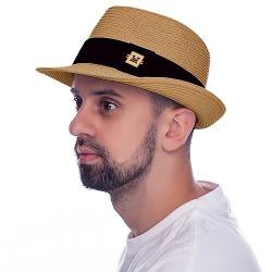 HEYANN Strohhut Herren, Trilby Hut Herren Khaki 60 cm Fedora Hut Damen Sonnenschutz Panamahut Herren Strohhut Trilby für Herren Damen Gentlemen Sommerhut(Khaki-L) von HEYANN