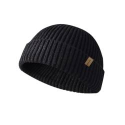 HEYANN Trawler Beanie Watch Hat,Fisherman Beanie Mütze für Männer Frauen Klassische Manschetten-Schädelmützen Kurzer Uhrenhut Trawler Beanie (Schwarz) von HEYANN