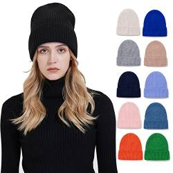 HEYANN Wintermütze Strickmütze Unisex Knit Beanie Hat Weich Nette Warm Beanie Hat Wollmütze für Herren Damen Warme Manschette Mütze Kappe Hut Mütze (Schwarz) von HEYANN