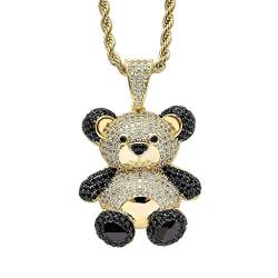 HEYBB Halskette, Panda-Anhänger-Halskette, Bling CZ, simulierter Diamant, Hip-Hop-Rapper-Kette, Halskette für Männer und Frauen von HEYBB