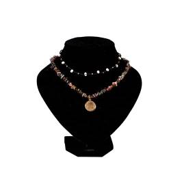 HEYBB Naturstein-Anhänger-Halsketten, Naturstein-Perlen-Halskette, Charm-Augenmuster, Accessoire-Anhänger, Damen-Retro-Mode-Hals von HEYBB