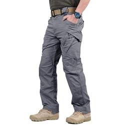 Cargohose für Herren, Outdoor, Militär-Camouflage-Hose, lässige Multi-Taschen-Hose, Herren-Arbeits-Jogginghose, Grau IX9 5XL von HEYDHSDC