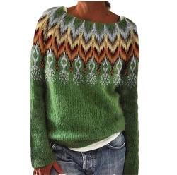 HEYDHSDC Frauen Oansatz Gestrickte Pullover Patchwork Langarm Tops Jumper Winter Dicke Warme Lose Pullover Pullover style2 XXL von HEYDHSDC