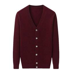 HEYDHSDC Herren Kaschmir-Cardigan Junge Große Geometrische Strickjacke Mit V-Ausschnitt red M von HEYDHSDC