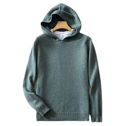 Herren Pullover mit Mütze Dicke Warm 100% Kaschmir Strickpullover Herren Winter Langarm Pullover Grün M von HEYDHSDC