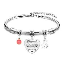 HEYEJET Inspirierende Geschenk Armbänder für Frauen Mädchen Silber Herz Armband mit 26 Buchstaben Personalisierte Geschenke für Freundin Mama Schwestern Kollegin Ehefrau Geburtstags Weihnachten (S) von HEYEJET