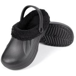 HEYO Clogs gefüttert Unisex warme Hausschuhe Gartenschuhe Winter Pantoletten Leicht wasserdichte Sohle (Schwarz, EU Schuhgrößensystem, Erwachsene, Numerisch, M, 37) von HEYO