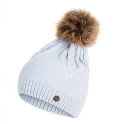 HEYO Damen Mütze für Winter Strickmütze mit Bommel Warme Beanie Wintermütze H22512 (Blau) von HEYO