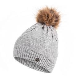 HEYO Damen Mütze für Winter Strickmütze mit Bommel Warme Beanie Wintermütze H22512 (Grau) von HEYO