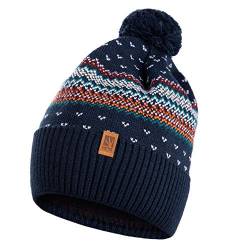 HEYO Unisex Wintermütze | Bommelmütze | H00002 | Beanie mit Fleece gefüttert | Warme Strickmütze mit Pom Pom Norweger Muster von HEYO