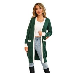 HEYPORK Damen Herbst Winter Warm Bequem Jacke Casual Mode übergangsjacke Mantel Frauen Pullover Strickwaren Lange Pullover Strickwaren Strickjacke Jacke(Grün, M) von HEYPORK