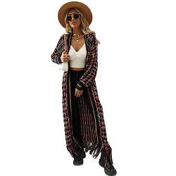 HEYPORK Damen Herbst Winter Warm Bequem Jacke Casual Mode übergangsjacke Mantel Frauen Quaste Lange Strickjacke Pullover Mantel(Lila, 2XL) von HEYPORK