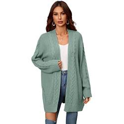 HEYPORK Damen Herbst Winter Warm Bequem Jacke Casual Mode übergangsjacke Mantel Frauen Strickjacke Unregelmäßig Gestrickt Pullover Hohl Gestrickt Pullover Jacke(Grün, S) von HEYPORK