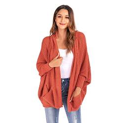 HEYPORK Damen Herbst Winter Warm Bequem Pullover Casual Mode Strickjacke Strickpullover Frauen Winter Batwing ÄRmel Gestrickt Strickjacke Pullover Jacke Top(Rot, M) von HEYPORK