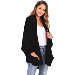 HEYPORK Damen Herbst Winter Warm Bequem Pullover Casual Mode Strickjacke Strickpullover Frauen Winter Batwing ÄRmel Gestrickt Strickjacke Pullover Jacke Top(Schwarz, XL) von HEYPORK