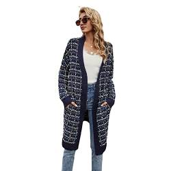 HEYPORK Damen Herbst Winter Warm Bequem Pullover Casual Mode Strickjacke Strickpullover Frauen Winter Strickjacke Modische Bunte Jacke(Blau, L) von HEYPORK