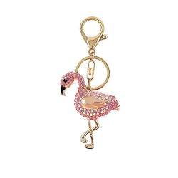 HEYU Flamingo Strass Legierung Schlüsselanhänger, Gold Vogel Schlüsselanhänger Anhänger (Rosa) von HEYU