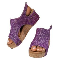 HFDHD Clearlyss Sandalen, bequeme orthopädische Damen-Sandalen mit Keilabsatz, Sandale mit offener Zehenpartie und Ausrichtung der Füße (Purple,42) von HFDHD