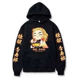 Rengoku Kyoujurou Hoodie Sweatshirt Cosplay Kostüm Sweater Pullover Hooded Men Anime Schwarz Pullover, 1, X-Large von HFFYYQ