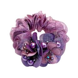 Blumen-Haargummis für Damen, Strass, elastische Haarbänder, Pferdeschwanz-Halter, Haarbänder, elastische Spitzen-Haargummis von HFSAZJ