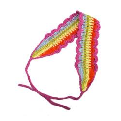 Häkel-Stirnbänder für Damen, Hippie-Stirnband, Bandana, Raffhalter, Strick-Stirnband für Mädchen, breite Stirnbänder, Boho-Stirnbänder, florales Häkel-Kopfband (Regenbogen) von HFSAZJ