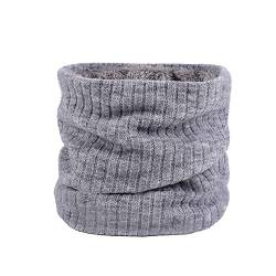 HGDGears Fleece Halswärmer Winddicht Thermo Gestrickt Schlauchschal für Herren Damen Dicker Winter Kaltes Wetter Gestrickter Kreis Schal für Outdoor Sport (Hellgrau) von HGDGears