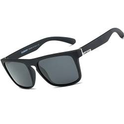 HGDGears Polarisierte Brille für Herren und Damen, Autofahren, Radfahren, Angeln, Retro-Sonnenbrille, UV-Schutz (pechschwarz von HGDGears
