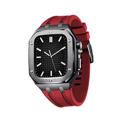 HHBYLEEE- Armband für Apple Watch, 45 mm, 44 mm, Militär-Metallgehäuse, Silikonband, stoßfest, vollständige Abdeckung, Schutzhülle für iWatch Serie 7/SE/6/5/4, 45MM FOR 7, Achat von HHBYLEEE
