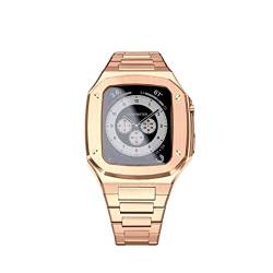 HHBYLEEE- Ersatzarmband für Apple Watch, 44 mm, 45 mm, luxuriöses Armband für iWatch Serie 8, 7, 6, 5, 4, SE(44 mm - Roségold,-) von HHBYLEEE