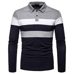 HHGKED Herren-Poloshirt, lässig, schmal, farblich passendes modisches T-Shirt (Kurzarm & Langarm) - Blau - Groß von HHGKED