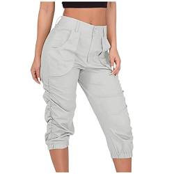 Caprihose Damen Sommer High Waist - 3/4 Hose Damen Sommer Outdoorhose 7/8 Capri-Hosen FüR Frauen Sommer Stretch Sporthose Mit Taschen Leichte Sommerhosen Loose Jogginghose Capri-Sportleggings von HHMY