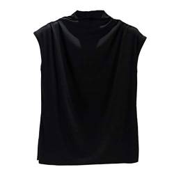 Damen Dünnes Rib Ärmellos Top Turtleneck Hemd Unterziehshirt Weich Stretch Shirt Mit Halbkragen von HHMY