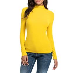 Damen Top Rollkragen Ärmelloses Shirt Dünnes Unterziehshirt Weich Stretch Rollkragenpullover Einfarbig von HHMY