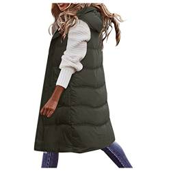 Damen Weste Mit Kapuze - Leichte Steppweste Frauen Winter Weste Warm Puffer Mantel Lang Steppjacke Freizeit Wintermantel Ohne Ärmel Jacke Für Aktivitäten Wandern Büro Home von HHMY