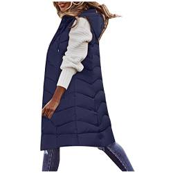 Damen Weste Mit Kapuze - Leichte Steppweste Frauen Winter Weste Warm Puffer Mantel Lang Steppjacke Freizeit Wintermantel Ohne Ärmel Jacke Für Aktivitäten Wandern Büro Home von HHMY