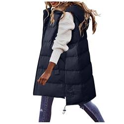 Damen Weste Mit Kapuze - Leichte Steppweste Frauen Winter Weste Warm Puffer Mantel Lang Steppjacke Freizeit Wintermantel Ohne Ärmel Jacke Für Aktivitäten Wandern Büro Home von HHMY