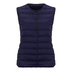 Daunenweste Damen Leicht: Steppjacke Damen Leicht Ohne Kapuze Steppweste, Packbare, Leichter Daunenmantel, Kurz, Steppmantel, Wintermantel Warm Elegant Daunenjacke, üBergangsjacke Herbst Winterjacke von HHMY