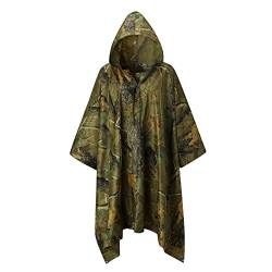 HHMY Regenponcho Herren Fahrrad, Wasserdicht Outdoor Camouflage-Regenmantel Mit Kapuze Regenjacke Regen-Poncho Regencape- Regenjacke FüR Camping, Outdoor, Jagd Oder Angeln, Gelb, Einheitsgröße von HHMY