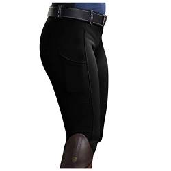 HHMY Reithose Damen High Waist Mit Handytasche Reithose Vollbesatzhose Reitleggings Vollbesatz Damenreithose Lang Reitsporthose Sportleggins Stretch-Hose Reithosen Sportreithose von HHMY