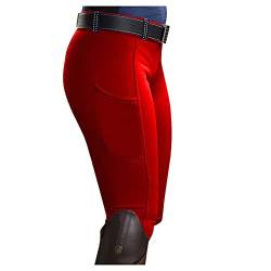 HHMY Reitleggings MäDchen Vollbesatz-Reithose Damen Vollbesatzhose - -Sportreithose Lang-Reitsporthose Outdoor-Hosen Jogginghose-Reithosen FüR Reitsport Sport Laufen Yoga, Z-rot, S von HHMY