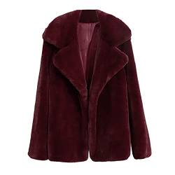 HHMY Teddyfell Jacke Damen Langarm, Kunstfell Jacken Elegante Fellmantel Einfarbig Flauschige Cardigan Herbst-Winter-üBergangsjacke Warm Pelzmantel/Flauschjacke/Pelzjacke/Faux Fur Jacke von HHMY