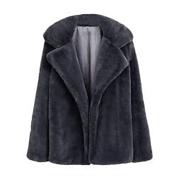 HHMY Teddyfell Jacke Damen Langarm, Kunstfell Jacken Elegante Fellmantel Einfarbig Flauschige Cardigan Herbst-Winter-üBergangsjacke Warm Pelzmantel/Flauschjacke/Pelzjacke/Faux Fur Jacke von HHMY