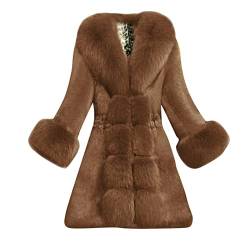 HHMY Winterjacke Damen, Pelzmantel Damen Grau Felljacke Kunstfell Warme Winter Mantel Parka Frauen Fellmantel Flauschige Jacke Faux FüR Pelzjacke/Pelzmantel/Wintermantel/Kunstpelz Jacke/Felljacke von HHMY