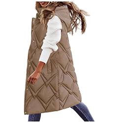 HHMY ärmellose Weste mit Kapuze gesteppte Wintermantel Warm Mantel winterjacke elegant Daunenweste Damenmode Outdoor Weste von HHMY