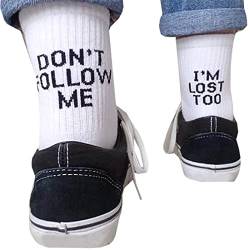 Sneaker Socken Herren Damen Lustige Socken Sportlich Baumwollsocken Don'T Follow Me I Am Lose Too Feinstricksocken Für Sports Arbeits Freizeit Tennis Wander Reiten von HHMY