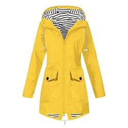 Softshelljacke Damen Wasserdicht Atmungsaktiv Lang - Regenjacke Damen Mit Kapuze - Funktionsjacke 3 In 1 Fahrradjacke GroßE GrößE üBergangsjacke Herbst Winter Regenparka -Regenmantel - Sportjacke von HHMY