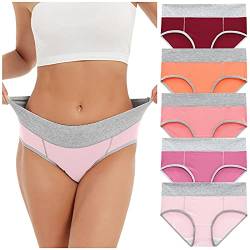 Unterhosen Damen Baumwolle Slips 5Er Pack Bauchweg Unterhose Hohe Taille Weich Panty Bequeme Unterwäsche Atmungsaktiv Mitte Taillenslips Mehrpack Hipster Für Frauen von HHMY