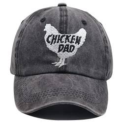 Chicken Dad Hat Farm Cock Baseball Cap Farmer Rooster Lover Denim Adjustable Dad Hüte, Schwarz bestickt, Einheitsgröße von HHNLB
