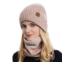 HHOOMY Winter Beanie Mütze Schal Set für Damen weiche Fleece Innere Futterschädelkappe Winter Warmhüte für Frauen von HHOOMY