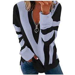 HHOP brauner Pullover Tops Damen Spitze Tunika grünes Langarmshirt Kurzarm Rollkragenpullover Longshirt mit Leggings Weiss Wickelbluse, A02 V Ausschnitt Langarmshirts Grau, L, herbst oberteile damen von HHOP